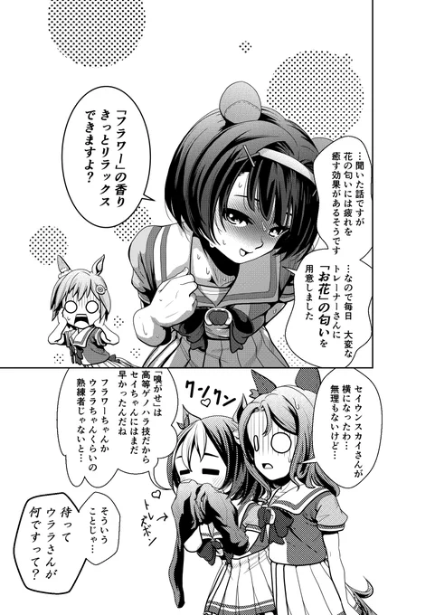 花の香りと曇り空。
セイちゃんの脳はもうボロボロ。

#ウマ娘 #ニシノフラワー #ゲノハラ 