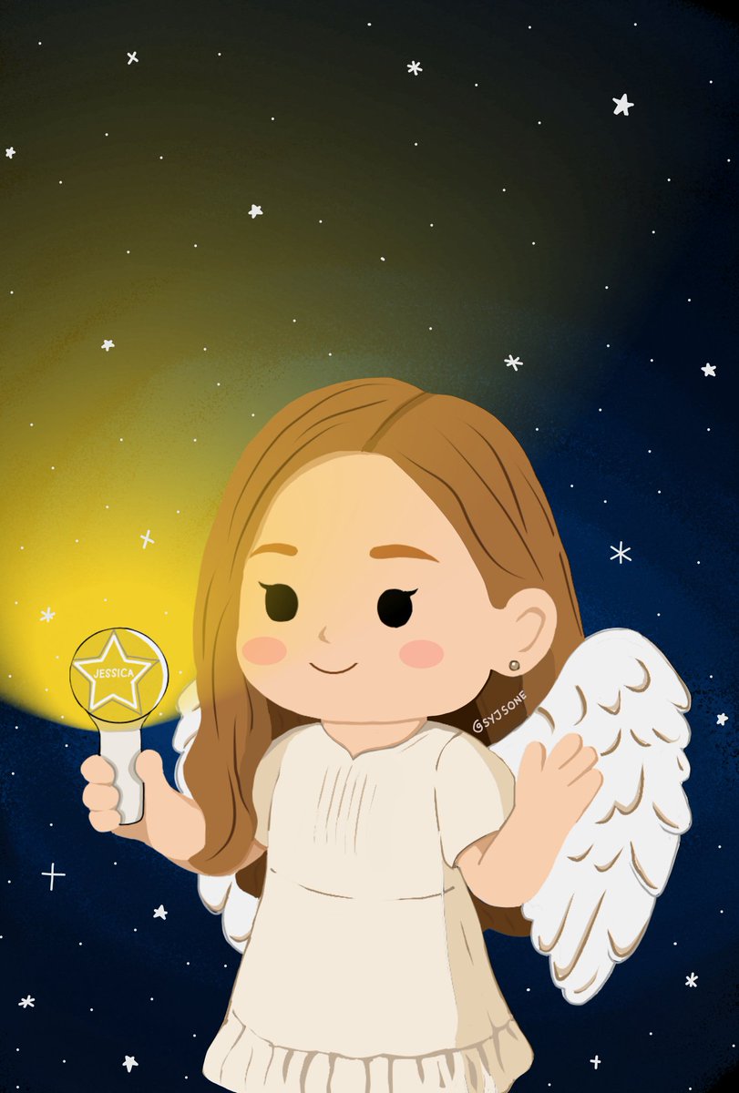 flashlight ai generated? no, no. it’s a hand-drawn digital art. 🌠💛 #제시카 #郑秀妍 #JessicaJung