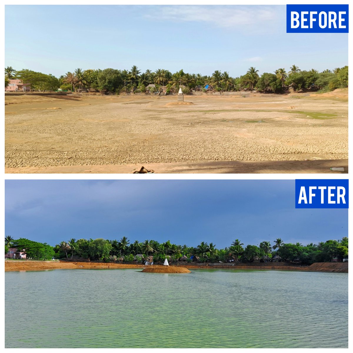 “Our 210th waterbody restoration project- Marungappallam Shiva Temple pond”

The current state of the Marungappallam Shiva Temple Pond, which we restored last year. 

Marundheeswarar Temple is located in Marungappallam , Peravurani Taluk, Thanjavur district, Tamilnadu.

Area of