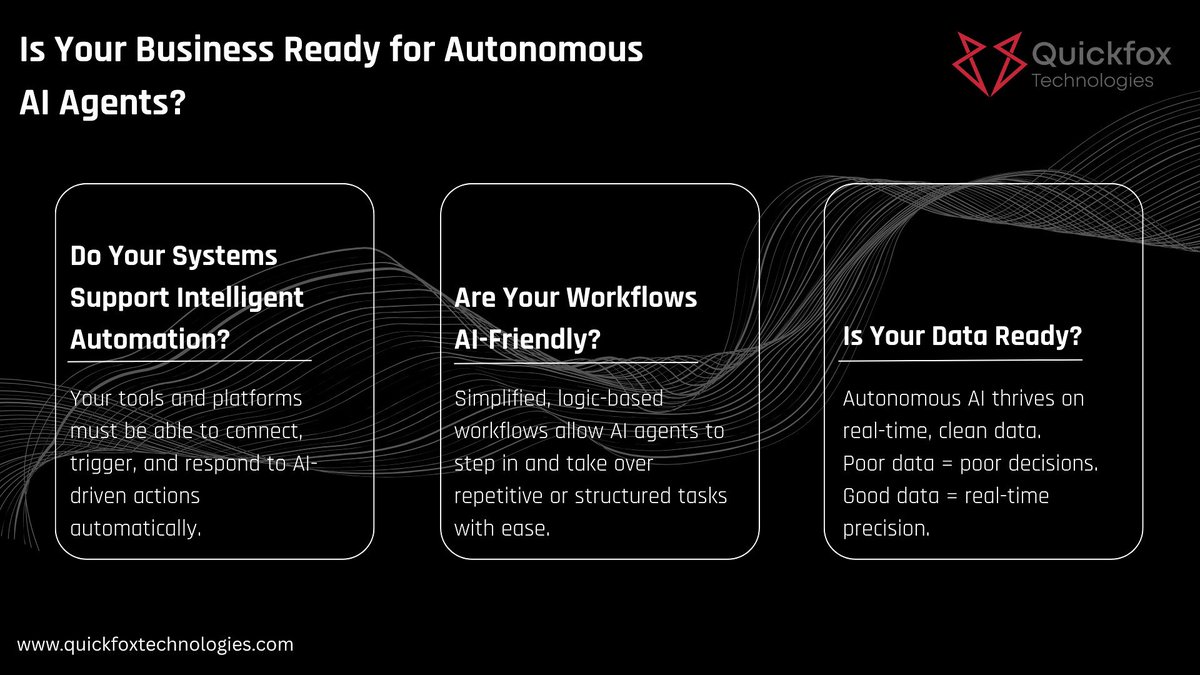 quickfoxtech's tweet image. At Quickfox Technologies, we help businesses of all sizes build and integrate autonomous AI agents tailored to their operations.
lnkd.in/dVQR4Qg7
#AutonomousAI #AIForBusiness