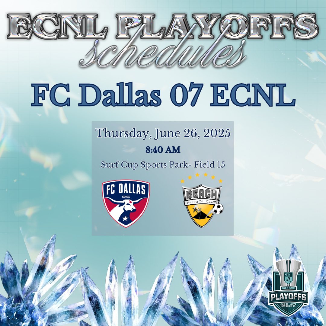 We are ready for Day 1 tomorrow #ECNLSD we start the day bright and early☀️ #DTID 

🗓️ Thursday 6/26 
⏰ 8:40am
📍 Surf Cup Sports Park- Field 15

<a href="/FCDGirlsECNL/">FC Dallas Girls ECNL</a> | <a href="/ECNLgirls/">ECNL Girls</a>
