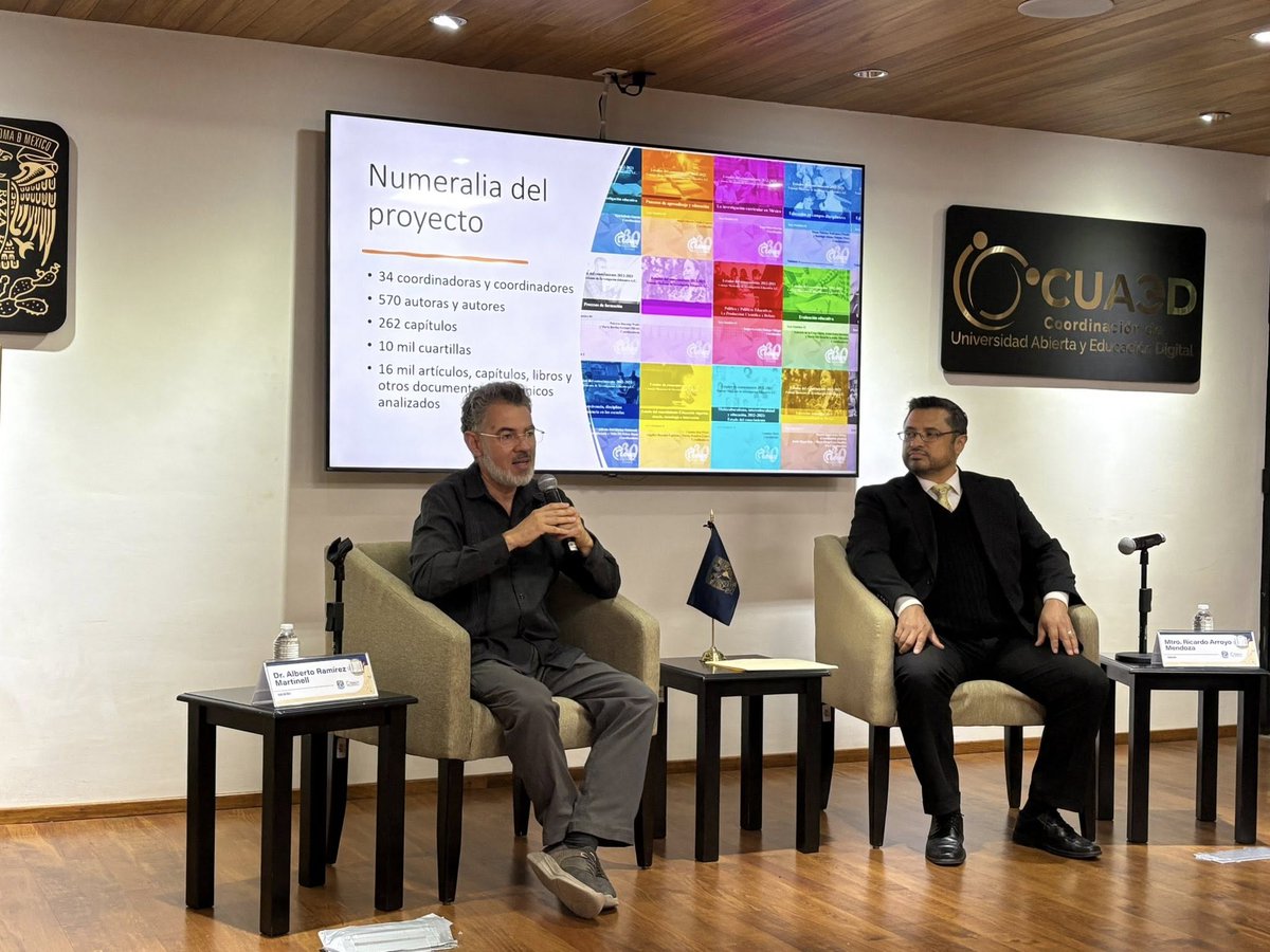 📷📷 Hoy se llevó a cabo una nueva sesión del ciclo 
El Dr. Alberto Ramírez Martinell (Universidad Veracruzana) compartió reflexiones clave sobre el papel de las TIC en los procesos educativos contemporáneos
📷 youtube.com/live/u-FSoHd8t…
Texto e imagen: <a href="/cuaedunam/">CUAED UNAM</a>