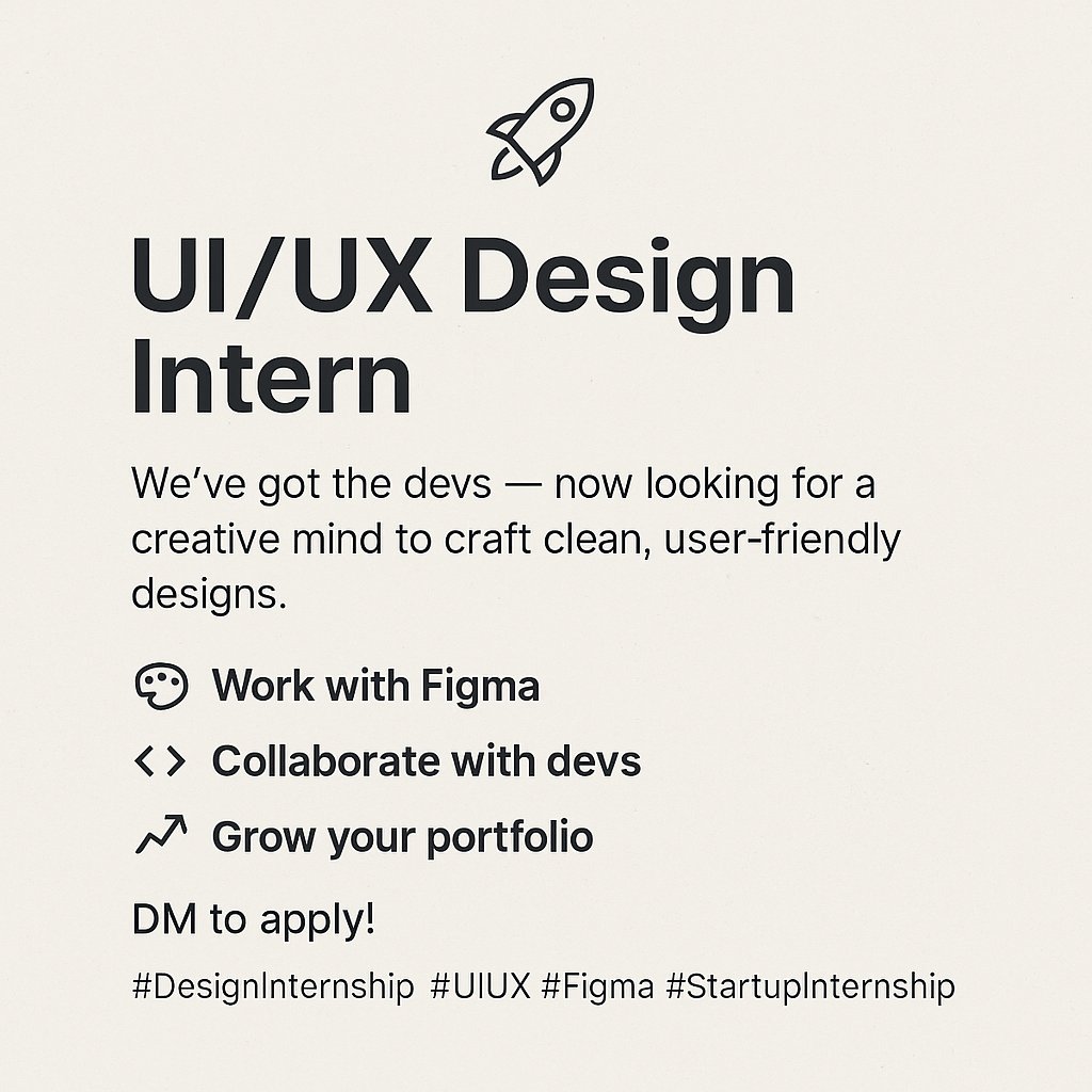 umangpal_'s tweet photo. 🚀We're hiring a UI/UX Design Intern for @MedYatra_
We’ve got the devs - now looking for a creative mind to craft clean, user-friendly designs.
Work with Figma, collaborate with devs, and grow your portfolio.
DM to apply!
#DesignInternship #UIUX #Figma #StartupInternship https://t.co/Y1pv3dqwJc