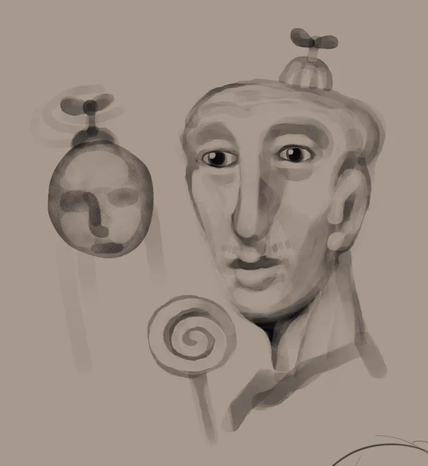 New OC's: Benjamin and his flying Rock with a Face on it