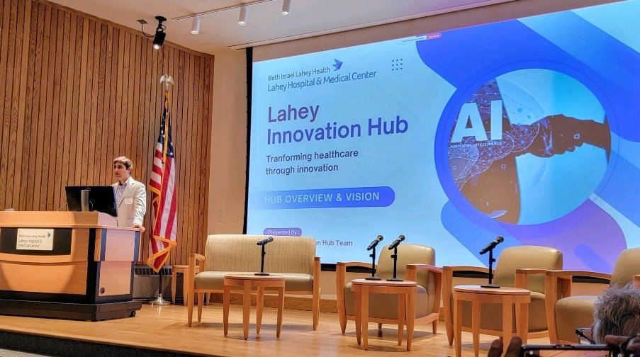 LaheyResearch's tweet image. 🚀 The @LaheyHospital Innovation Hub launched with first #AI focused event
A system-wide platform with 3 pillars
1. Transforming patient care & experience
2. Advancing workforce well-being
3. Environmentally sustainable innovation
We invite all to join us on this journey!