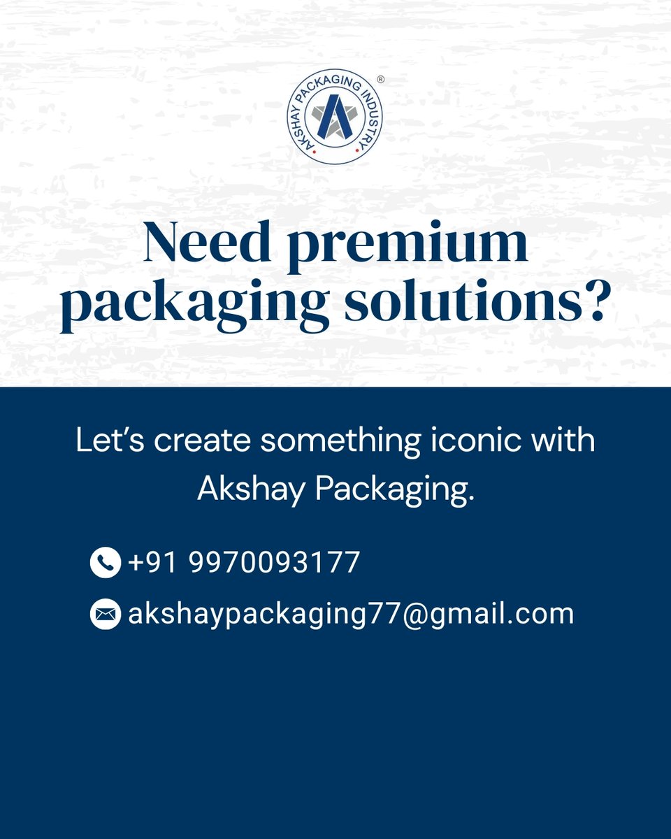 AkshayIndustry's tweet photo. Packing is about keeping your product safe.
Packaging is about making it look good and feel premium.

📞 Call: +91 9970093177
      
#SmartPackaging #CustomPackaging https://t.co/Xa7EZqqrzF