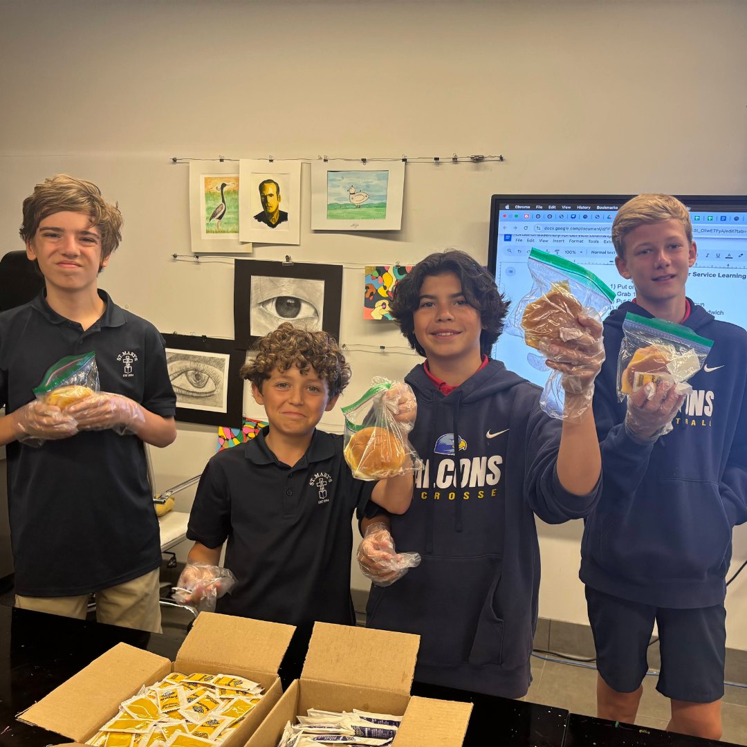 stmarysib's tweet photo. St. Mary's IB students making a difference! ๐๐๏ธ Grade 6 Falcons partnered with Community Action Partnership of Orange County to pack ~120 lunches for local families, fostering empathy & action. Thank you to our parent volunteers! #ServiceAsAction #StMarysIB #MakingADifference https://t.co/Q8nCTfKAYK