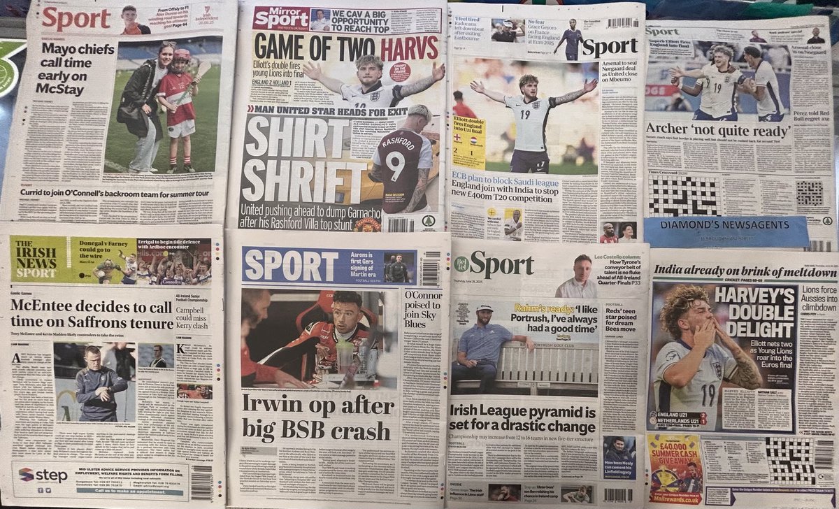 THURSDAY 26-6-25 SPORTS HEADLINES ….. #BuyANewspaper
