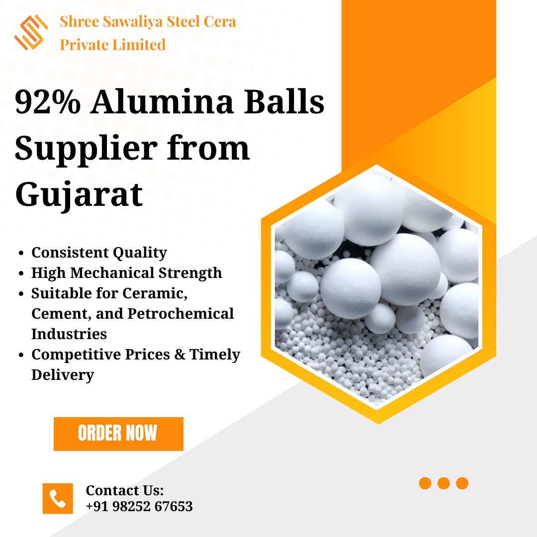 shree_cera32161's tweet image. ⚙️ Need high-performance grinding media?

#AluminaBalls #92PercentAlumina #GrindingMedia #RefractoryMaterials #IndustrialSupplies #GujaratSupplier #CementIndustry #CeramicSolutions #MadeInIndia #EngineeringMaterials #ThermalApplications #ShreeSawaliyaSteelCeraPrivateLimited