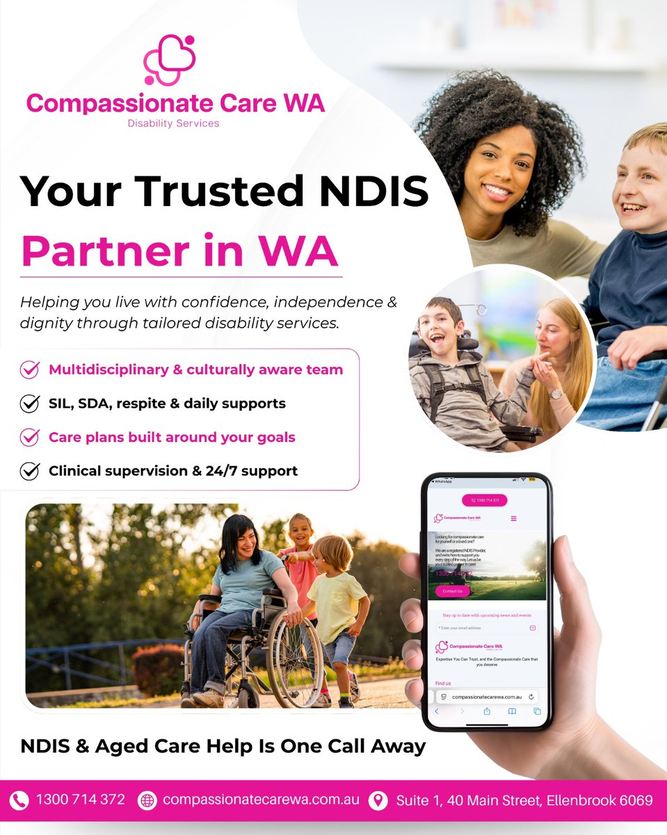 care_wa29017's tweet photo. Your trusted NDIS Partner in WA ๐
At Compassionate Care WA, we provide tailored disability services that support your independence, dignity, and goals.
#CompassionateCareWA #NDISSupport #DisabilityServices #NDISWA #AgedCareSupport #InclusiveCare #SILSupport #SDAHousing https://t.co/UPfqHtH4WE