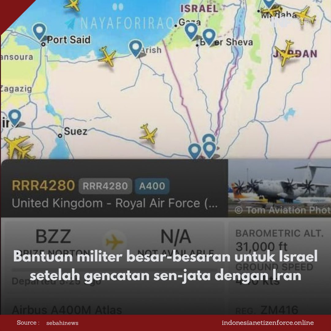InfOfficial62's tweet image. 🔹 Sumber-sumber Arab melaporkan pagi ini kedatangan 17 pesawat angkut besar Barat yang membawa peralatan militer ke Palestina yang diduduki, menyusul gencatan senjata rezim Israel dengan Iran.
#طهران
#OccupyStatehouse
#ThomasKongXParisFW
