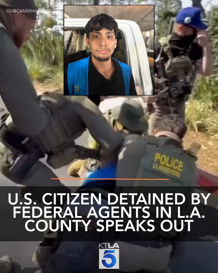 The 20-year-old, who has since been fired from his Walmart job, said he was on his lunch break when he saw federal agents questioning an elderly janitor and decided to "speak up for a man who couldn't speak up for himself." Full Story: ktla.com/news/local-new…