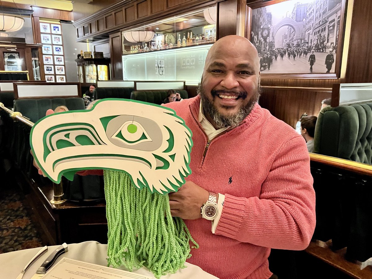 71 Big Walt days before the season starts.
After a fun-filled evening of dinner and stories, I gifted Walt this headdress and dreads.
I love him!