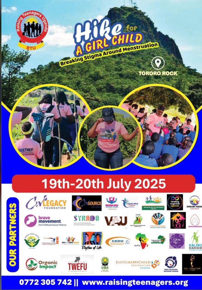 We thank all our  partners who have confirmed their participation in this year’s #Hike4GirlsUg campaign.
Your commitment to menstrual health and social change is not only inspiring but essential to the success of this movement. 

Together, we are creating safer, stigma-free