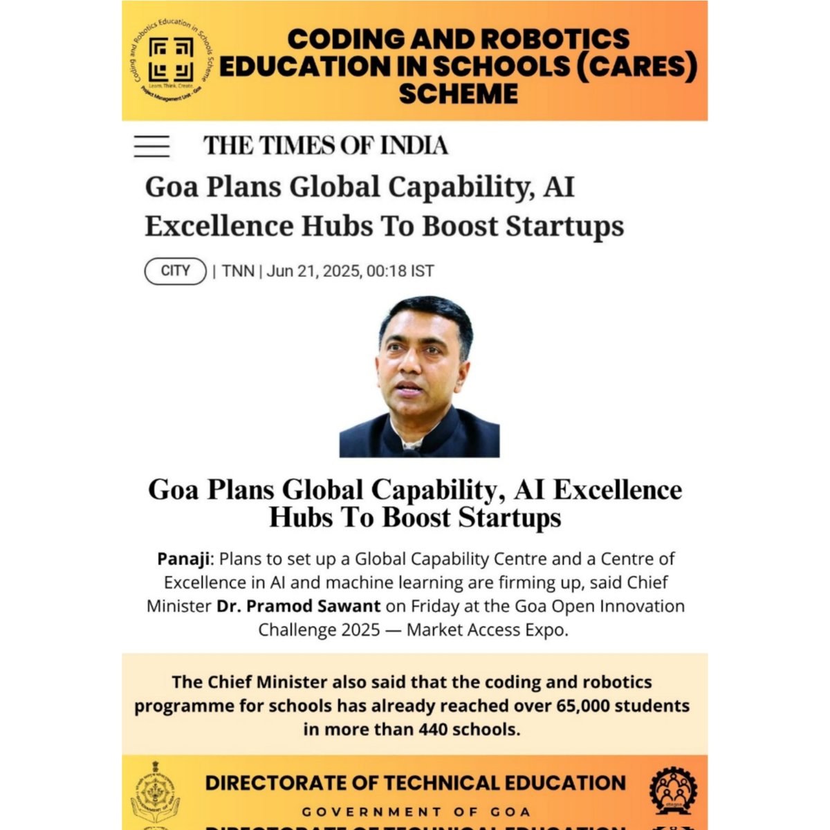 From classrooms to startups — Goa is coding its future! #cares #coding #robotics #education #schooleducation