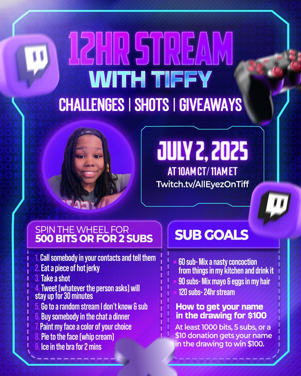 I'm very excited about this event .  Bless me with your presence. Ima be there for 12hrs :)  twitch.tv/AllEyezOnTiff