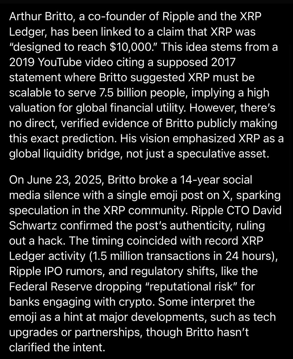 Pollux2789's tweet photo. 🚨INSIDER WHISPER FROM MY SECRET RIDDERS AFTER 5890 DAYS 🚨
Arthur Britto stays 😶 until XRP hits $10K.
The silent genius of Ripple’s XRP Ledger is dropping hints.
I even called it on my Tik tok!
Something big is brewing—global liquidity shift? 🧩 #XRP #Britto #CryptoRiddle