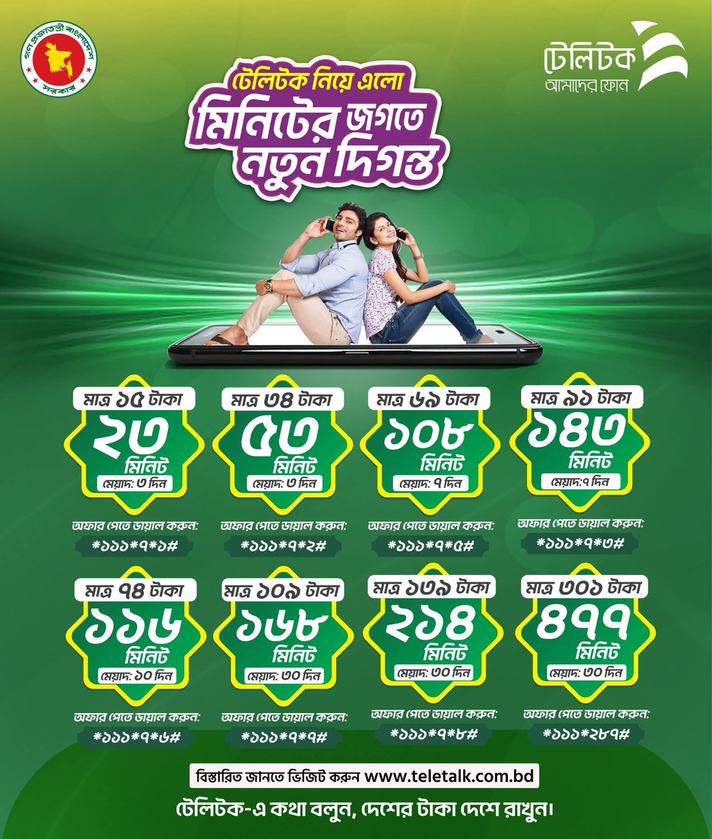 MyTeletalk's tweet photo. কথা চলুক এখন আরো বেশি বেশি …..
টেলিটক আমাদের ফোনে কম খরচে মিনিটপ্যাক কিনুন, কথা বলুন নিশ্চিন্তে!!
বিস্তারিত জানতে ভিজিট করুনঃ
https://t.co/6pwC3RCXvM https://t.co/mq2fiNa2m0