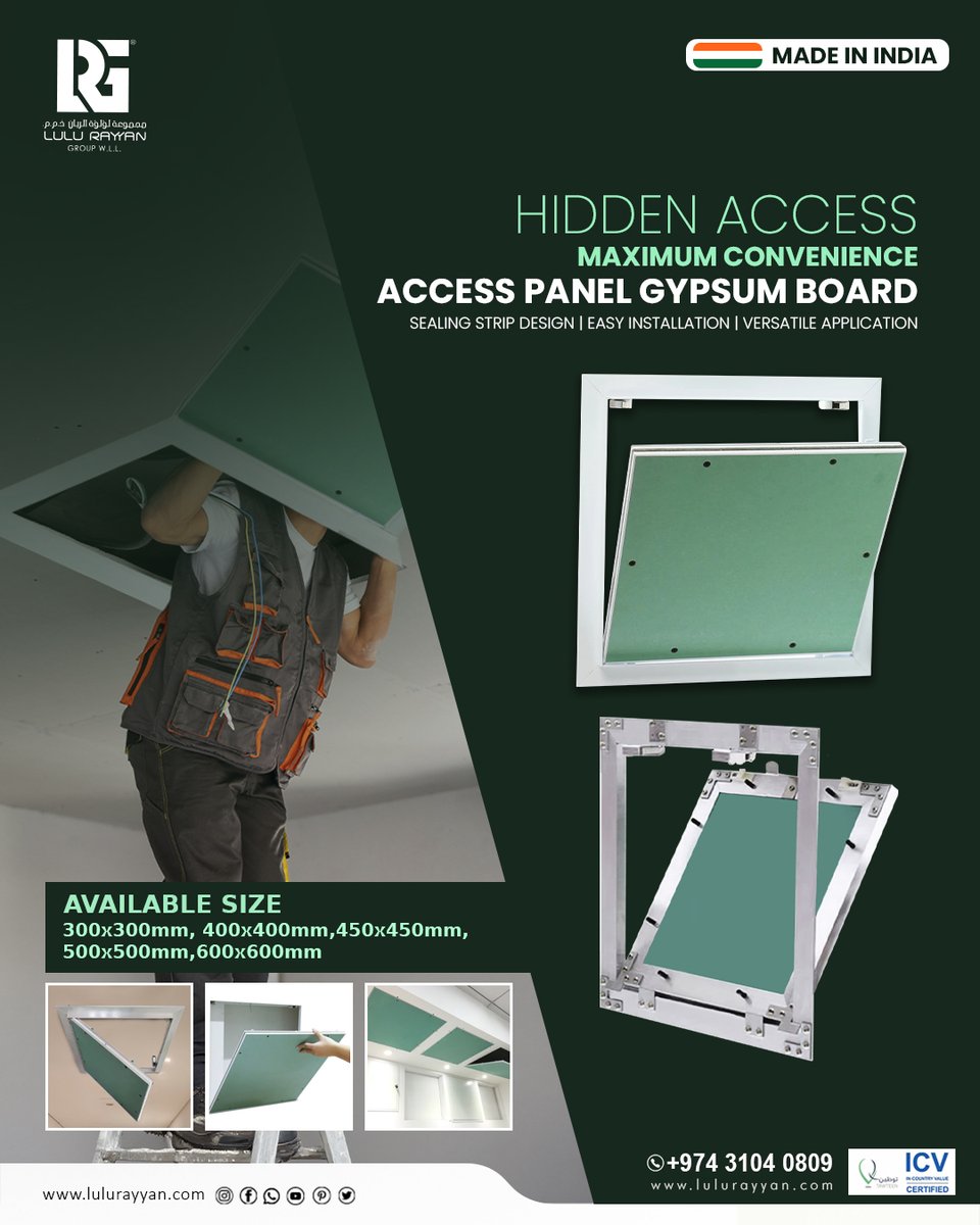 lulurayyangroup's tweet image. Hidden access, Maximum convenience!💪 Access Panel Gypsum Board is now available at LULU RAYYAN GROUP!✅

🟢Sealing strip design
🟢Easy installation
🟢Versatile application

Explore us🌐: lulurayyan.com
Give us a ring📞: +974 3104 0809

#accesspanel #hiddenaccessory