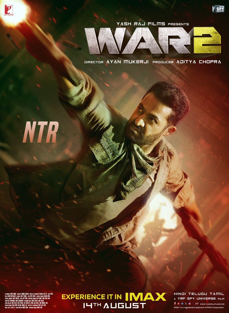 worldNTRfans's tweet image. Get Ready for #War2 

Experience it in IMAX from #Aug14 

@tarak9999 @iHrithik @yrf 🔥🔥🔥