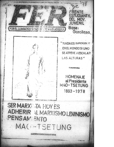 SayfAlShaab's tweet photo. "To be a Marxist today is to adhere to Marxism-Leninism-Mao Zedong Thought"

Revolutionary Student Federation, Peru, 1978. https://t.co/JGs6dk7qOO