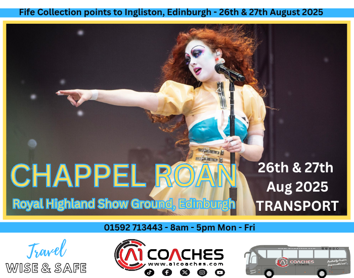 🎤 Hop on the A1 Coaches "Red Wine Supernova" Express! 🚌✨ #ChappellRoan #transport #Royalhighlandcentre #Edinburgh Live for booking 🚌🌈✨ a1coaches.com/products/trans…