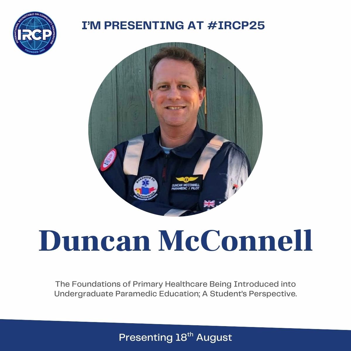 Looking forward to presenting again at the International Round Table of Paramedic #IRCP25 conference in Adelaide, with a special guest speaker joining me on stage. See you there!
