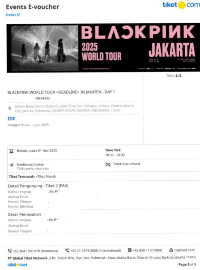 vermythivc's tweet photo. WTS Blackpink World Tour [Deadline] in Jakarta 

3.800.000/Ticket
Day 1, 1 November 2025:
Ticket Blink Pack (Seating)
C39/C40
Diurus sampe jadi WB &amp; tiket fisik 

DIJUAL KARENA PINDAH SECTION

wts wtb bp blackpink vip seat #zonajajan #zonauang https://t.co/Qb0qp2ZBmc