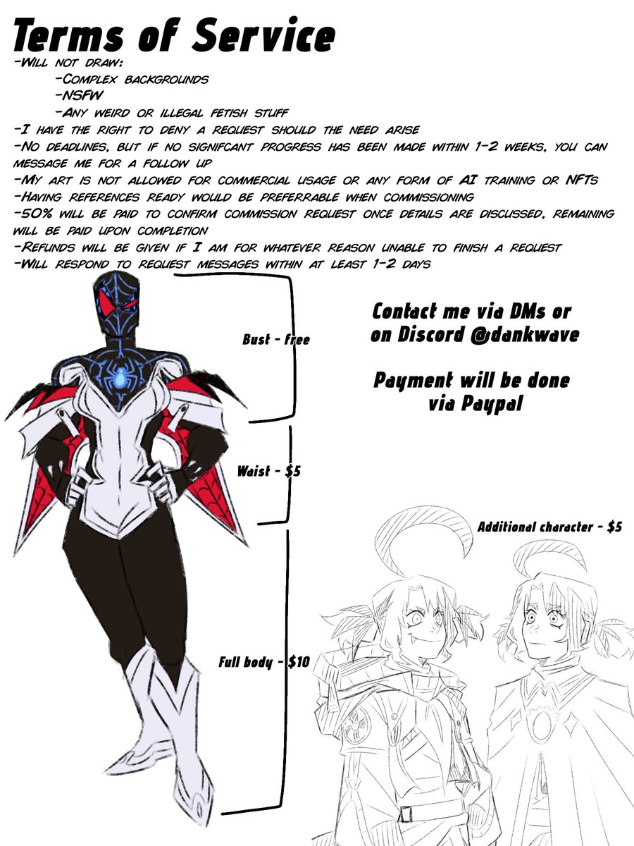 The_DankWave's tweet image. Hi chat, took me forever but commissions are now open! Will only open 3 slots at a time for the time being