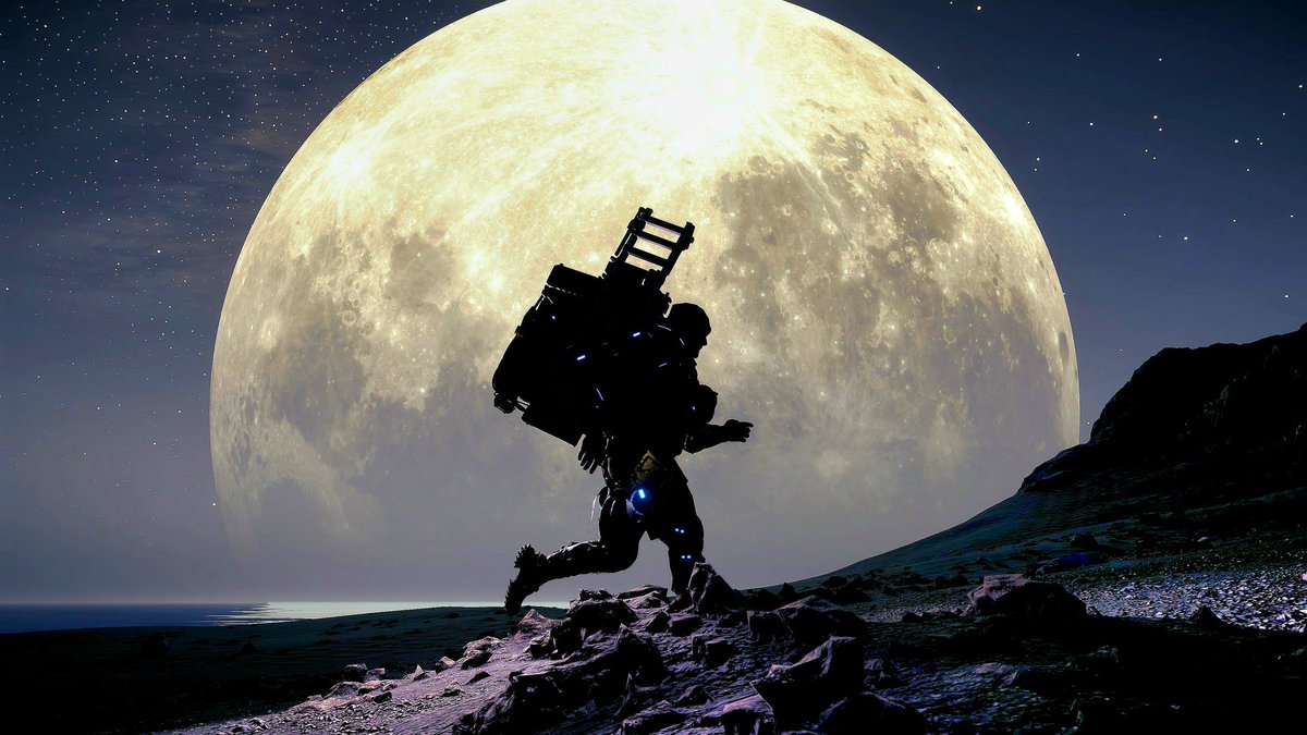 Gillybeans977's tweet image. Walked so far i could almost touch the moon ๐ #DeathStranding2OnTheBeach #DeathStranding2PhotoMode #DEATHSTRANDING2