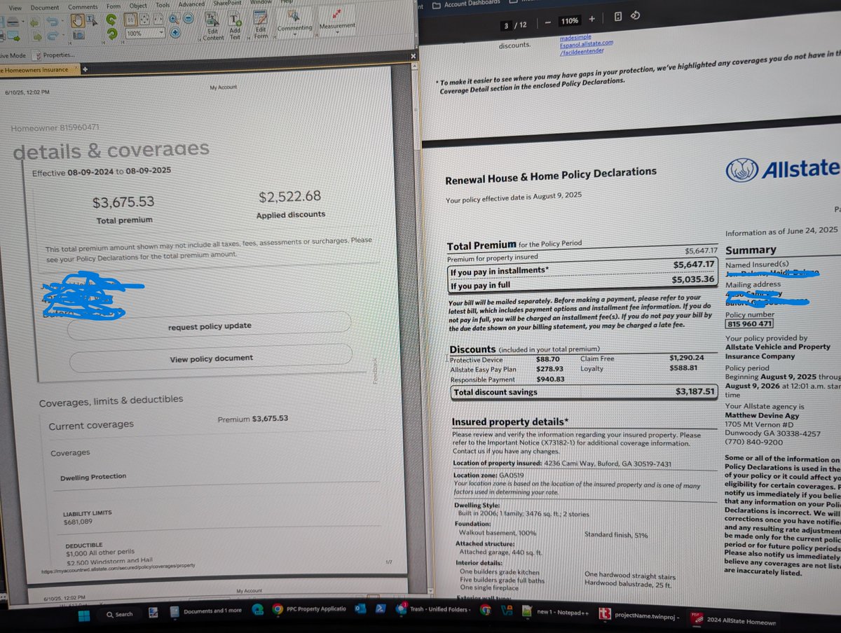 jd31068's tweet image. @wsbtv my @Allstate #insurancerate went from $3,675 to $5,647 a 53% increase. I've never filed a claim, and my house value hasn't risen from last year. These increases are criminal.