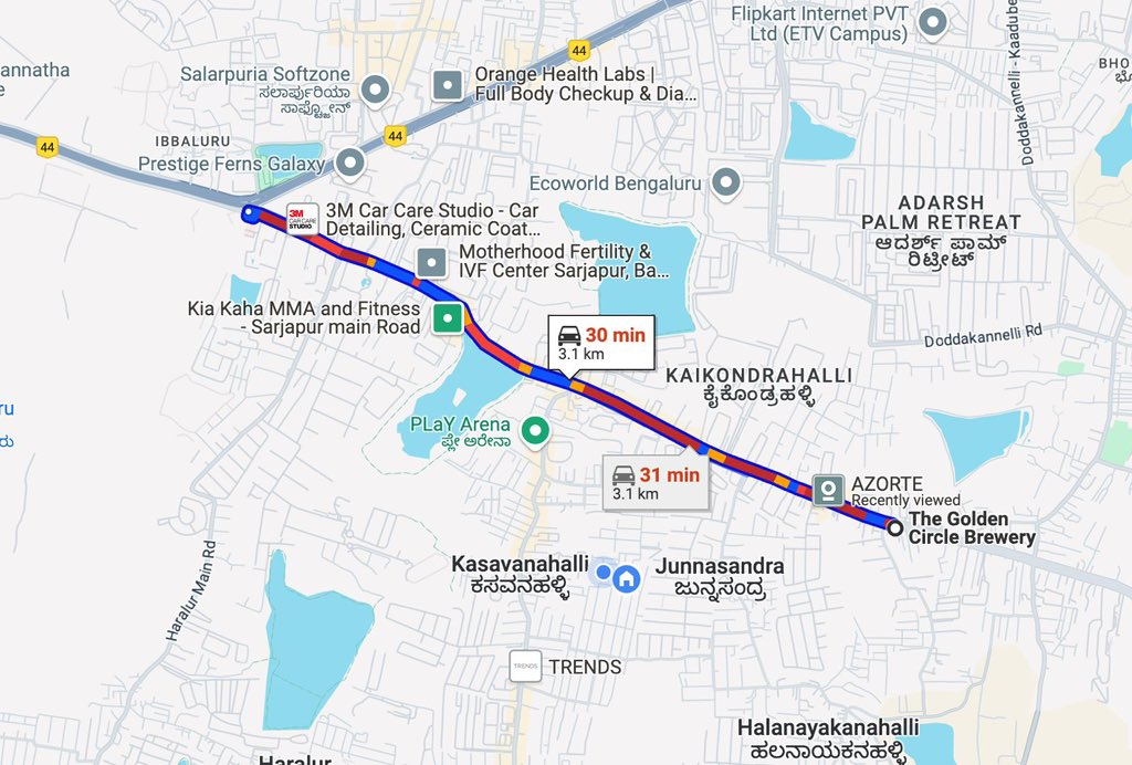 6.5 km from Kasavanahalli to HSR. 
1 hour 10 minutes.
And I’m still not past Manipal Hospital Junction.
What’s going on in Bengaluru isn’t traffic, it’s administrative apathy, on loop. We pay taxes for this?

<a href="/blrcitytraffic/">ಬೆಂಗಳೂರು ಸಂಚಾರ ಪೊಲೀಸ್ BengaluruTrafficPolice</a> 
#BengaluruTraffic #ORR 
<a href="/BlrCityPolice/">ಬೆಂಗಳೂರು ನಗರ ಪೊಲೀಸ್‌ BengaluruCityPolice</a>