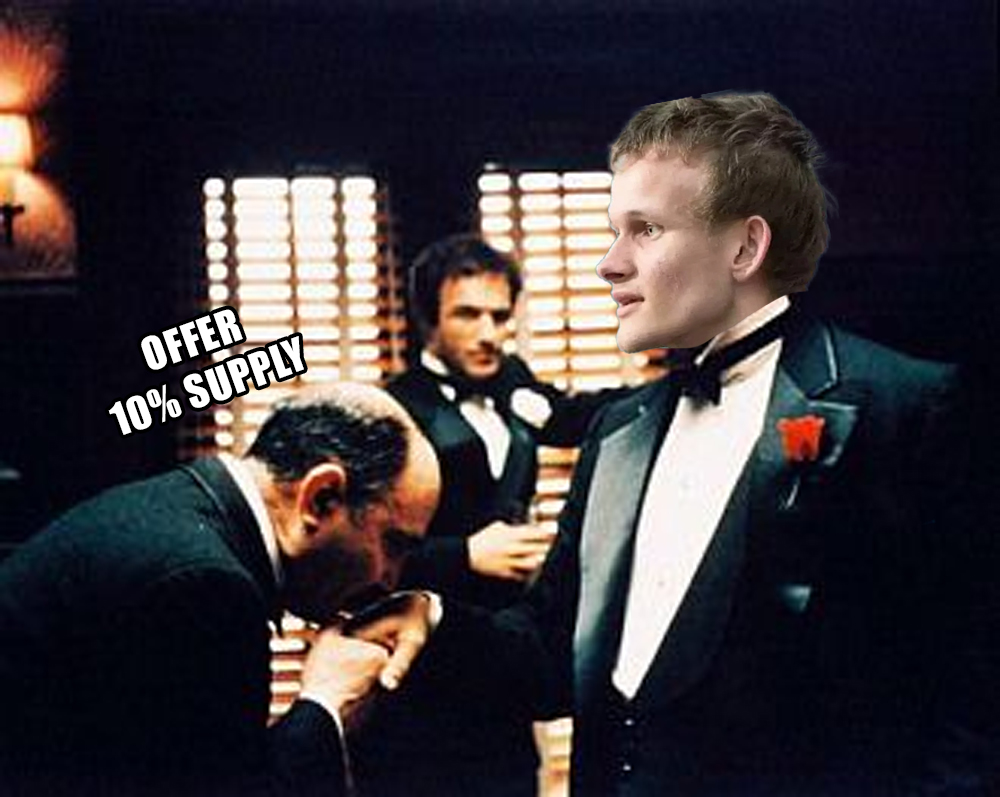 10% of the supply has been offered to <a href="/VitalikButerin/">vitalik.eth</a> 

etherscan.io/tx/0x406e4e55d…