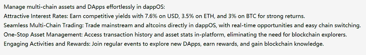 EOS2018's tweet photo. @dappOS_com Stop switching tabs. Start switching chains. Seamlessly.

Manage multi-chain assets and DApps effortlessly in dappOS:  
- Attractive Interest Rates
- Seamless Multi-Chain Trading
- One-Stop Asset Management
- Engaging Activities and Rewards https://t.co/xYRkt1iOCp