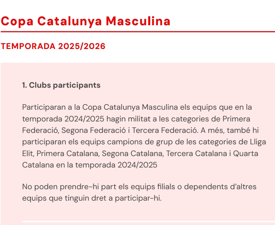 Sembla que després de l'esperpent de l'any passat aquest temporada els "grans" queden exclosos de la Copa Catalunya
