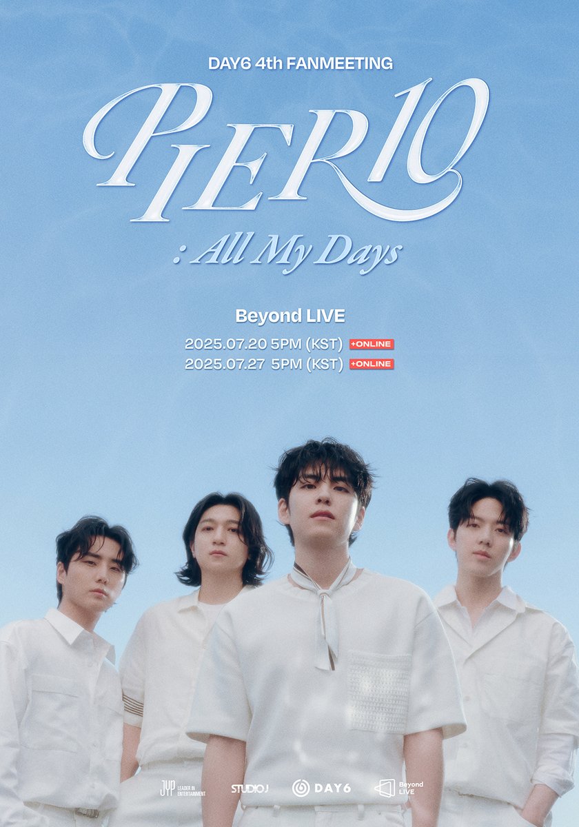 DAY6(데이식스) 4TH FANMEETING
‘PIER 10: All My Days’ 🫧

Beyond LIVE Ticket Open Notice

bit.ly/3ZNGHPl

#DAY6 #데이식스
#MyDay #마이데이
#DAY6_4TH_FANMEETING
#PIER10_All_My_Days