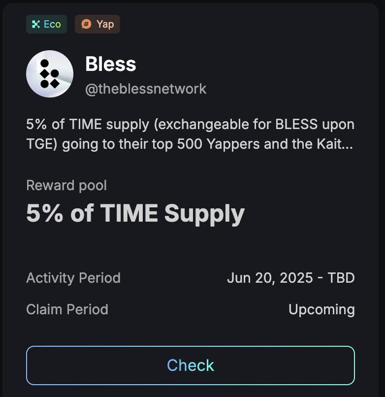 LSolanki68333's tweet photo. Now you can yapp about @theblessnetwork to earn a share of 5% of total supply of $TIME for top 500 in leaderboard . starting form 20th june .
Lfg... yapppers @KaitoAI ......
#KAITO #yapperarena #KaitoYap https://t.co/rHwcfPrCdh