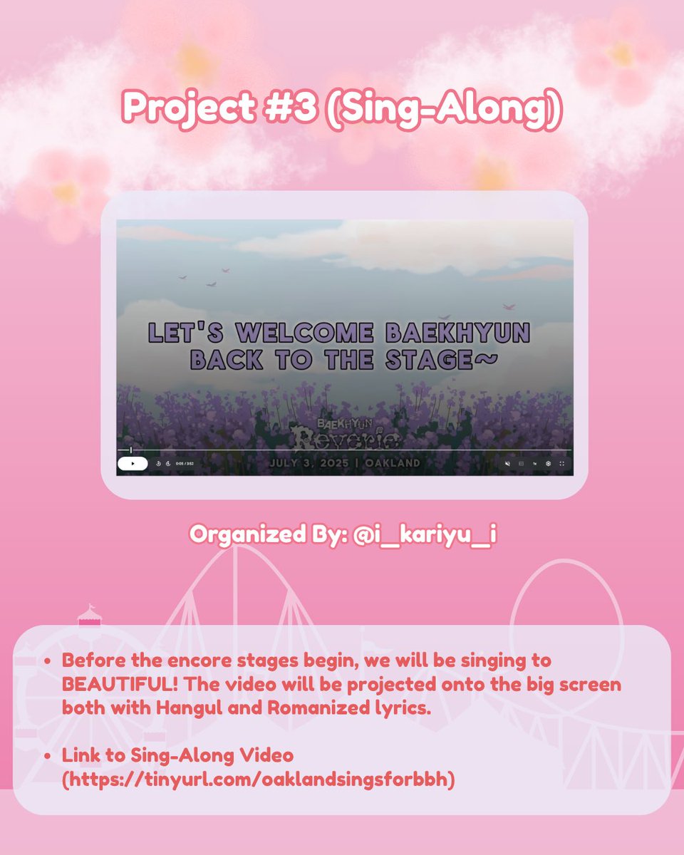 nbthyung's tweet photo. ❣️#BAEKHYUN IN OAKLAND OFFICIAL FAN PROJECTS NOTICE❣️

Hello everyone! Please read through the details of our official, approved fan projects for the Reverie World Tour in Oakland.

Project 1: Banners for Photo Time
Project 2: Flag Signing Event
Project 3: Sing-Along Event https://t.co/dGfXhC5CWM