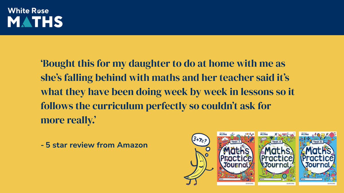 Oxford Primary (@oupprimary) on Twitter photo White Rose Maths Practice Journals
👨🏫 Matches White Rose teaching at school
📖 Solves homework needs
🔢 Simple for parents and teachers
💷 Cost effective
⏱️ Time saving
Buy from Amazon today👉ow.ly/paPW50WchsX
<a href="/WhiteRoseEd/">White Rose Education</a> #WhiteRoseMaths #MathsBooks #MathsPractice White Rose Maths Practice Journals
👨🏫 Matches White Rose teaching at school
📖 Solves homework needs
🔢 Simple for parents and teachers
💷 Cost effective
⏱️ Time saving
Buy from Amazon today👉ow.ly/paPW50WchsX
<a href="/WhiteRoseEd/">White Rose Education</a> #WhiteRoseMaths #MathsBooks #MathsPractice