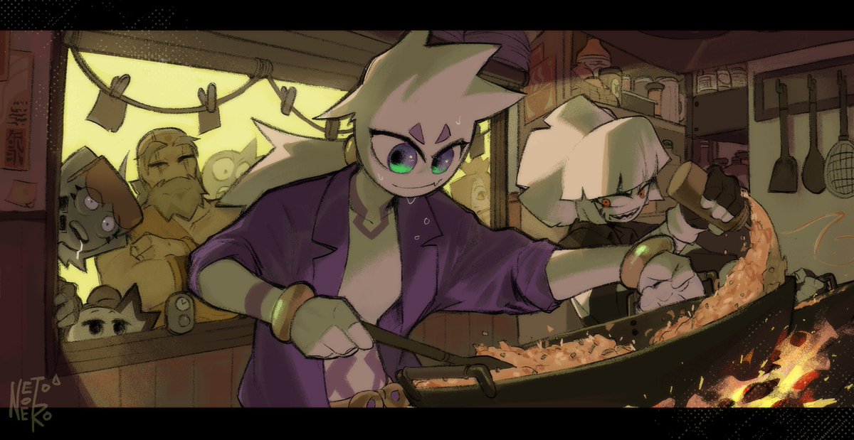 netonotnero's tweet image. fried rice duel with @/TateArt_ ‘s Skye
