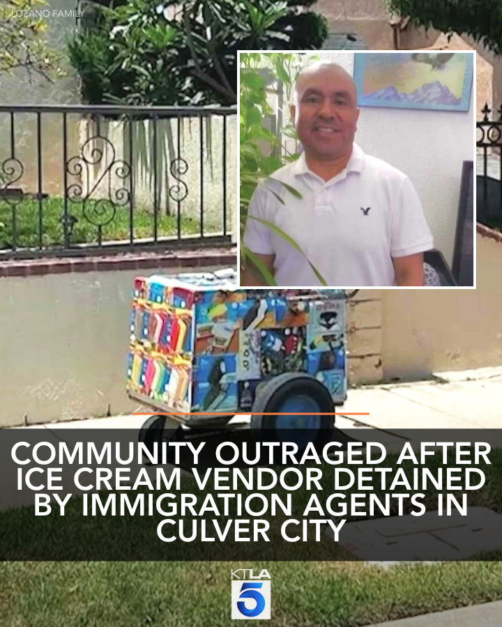 KTLA's tweet photo. A community is outraged after a man who has been selling ice cream in Culver City for nearly 20 years was detained by federal immigration agents.
Details: https://t.co/yHcJB5x5ch https://t.co/XH7C59fruc