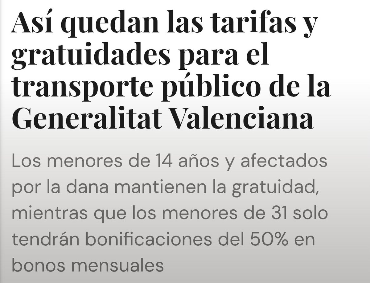 A partir de juliol les joves menors de 30 anys haurem de tornar a pagar pel transport públic.

El govern criminal de Mazón retalla serveis públics i drets conquerits. Cada dia que passa amb este president la joventut treballadora pateix les conseqüències.