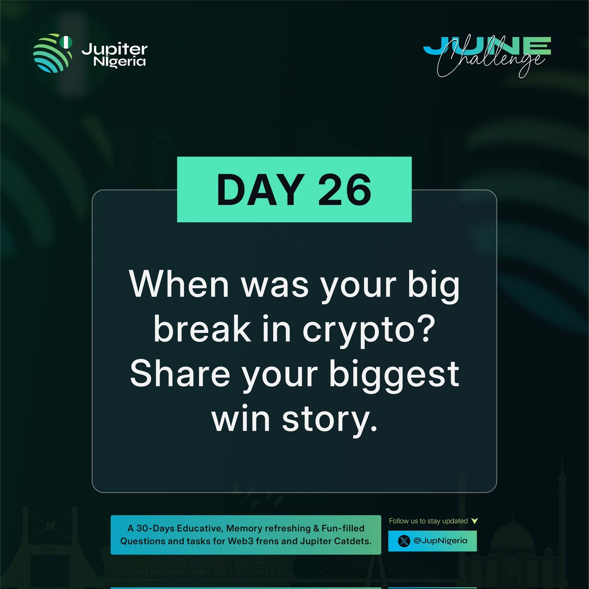 JupNigeria's tweet photo. DAY 26: Share your win history with us.