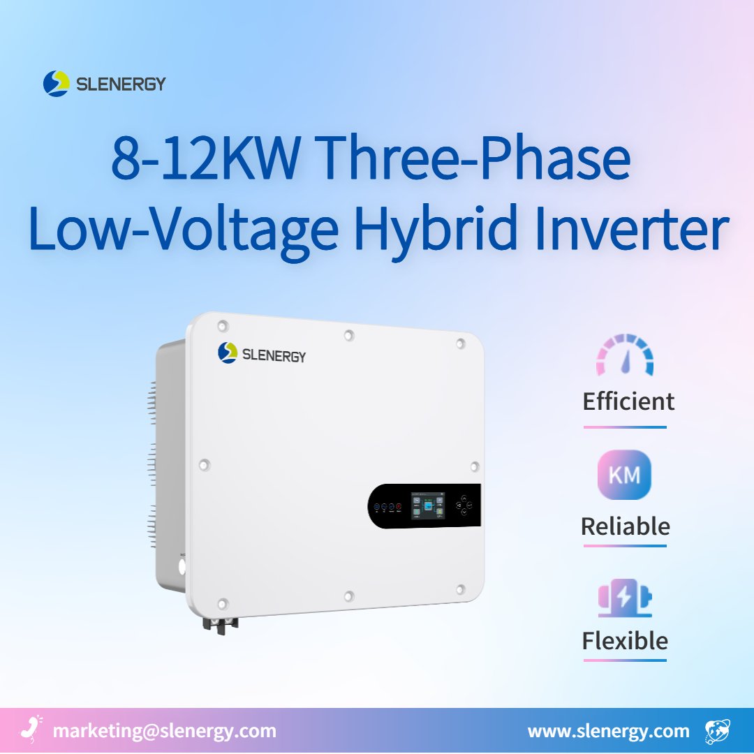 SlenergyTech's tweet image. Power your home with freedom and resilience! Introducing the SL8–12KRV-W hybrid inverter by #Slenergy — the ultimate 8–12kW three-phase low-voltage hybrid inverter.
✅ 250A fast charge/discharge
✅ &amp;lt;10ms seamless switching time during outages
✅ IP65 dustproof &amp;amp; waterproof – runs…