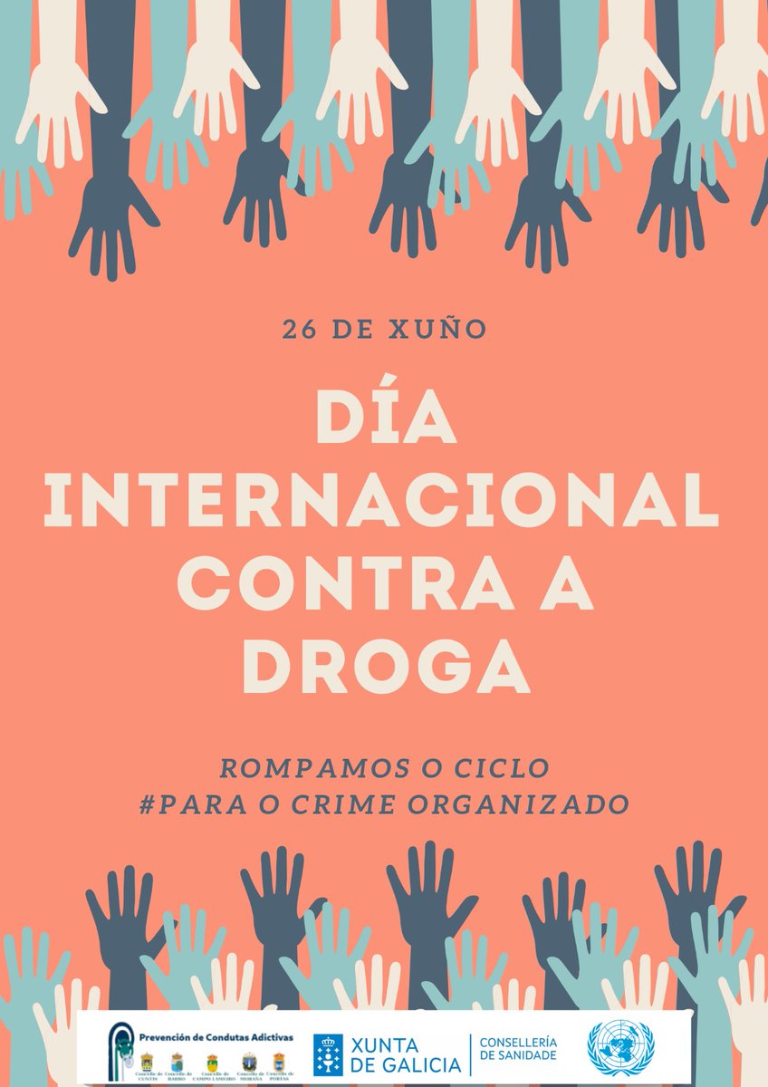 Hoxe 26 de xuño, o Concello de Cuntis quere sumarse á conmemoración do Día Mundial contra o uso indebido e o tráfico ilícito de drogas.