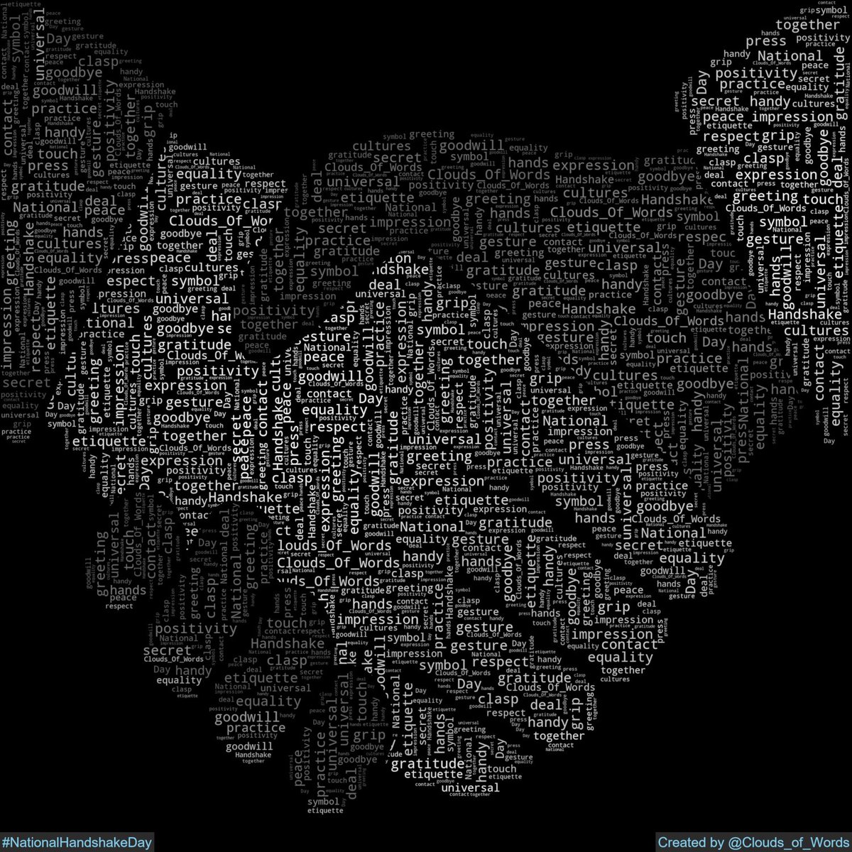Clouds_Of_Words's tweet photo. 2025-06-26 is #NationalHandshakeDay #HandshakeDay #WordCloud #WordCloudArt #DigitalArt #Art #Artwork #Minimalism #Abstract #Collage https://t.co/ytwxvnvelX