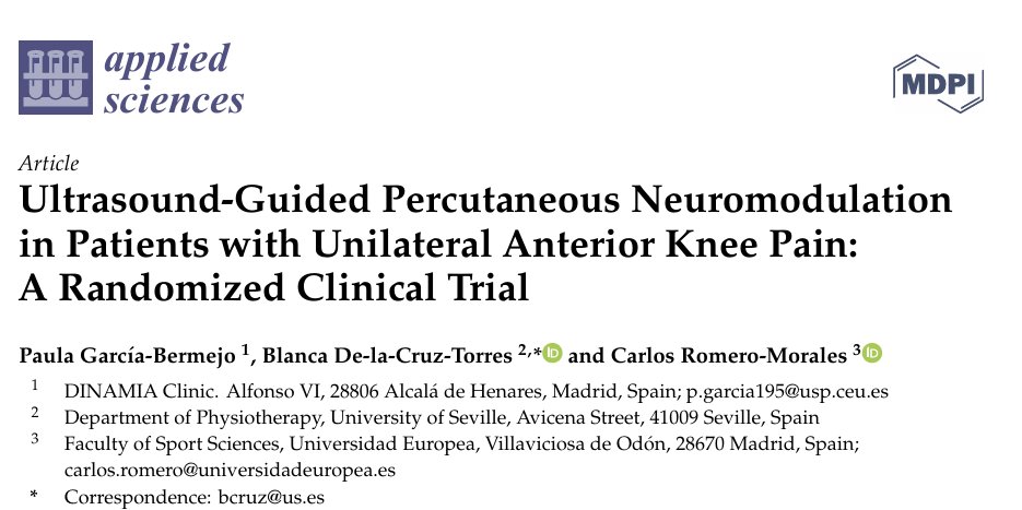 NEUROMODULACIÓN Y DOLOR DE RODILLA

¿Qué efectos inmediatos y a corto plazo tiene una intervención única de Neuromodulación percutánea (PNM) en el nervio femoral sobre el dolor, ROM de flexión de rodilla y la funcionalidad en pacientes con dolor anterior de rodilla unilateral? 🧵