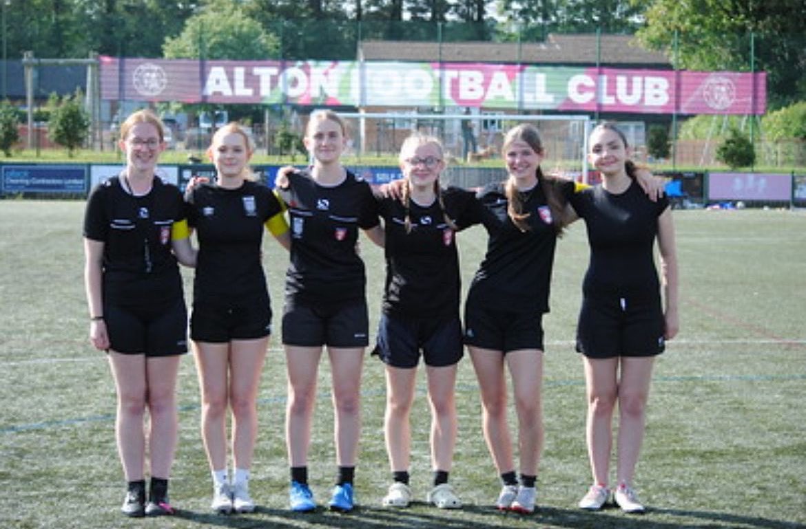 Alton Ladies FC want to take a moment to celebrate the fact that all the referees that covered the Saturday matches at our recent tournament are talented young women who have come from our girls section at Alton.  We are immensely proud of every one of them!