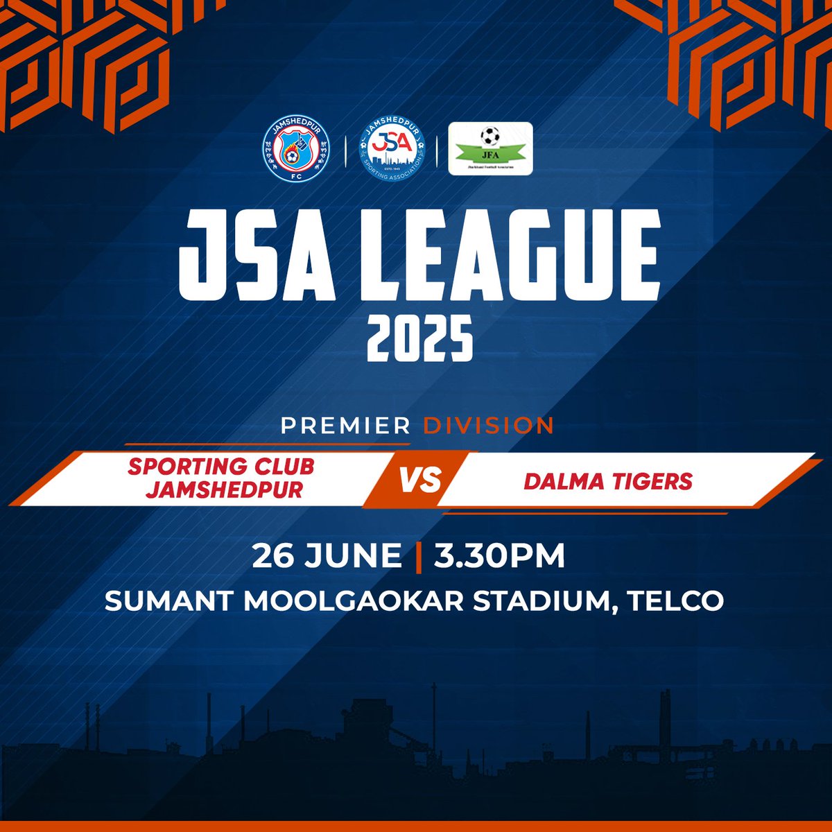 JSAJamshedpur's tweet photo. ⚽️🔥 It's match time between the rivals! 🏆 Who will emerge victorious? Let's get ready for an epic clash! 💥 

#JamKeKhelo #JSALeague #IndianFootball #Jamshedpur #Jharkhand https://t.co/oFDs1X77uJ