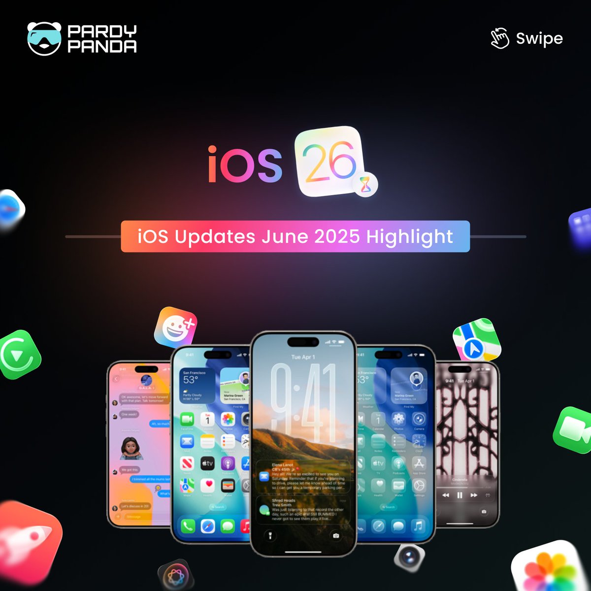 PardyPanda's tweet photo. Apple just dropped iOS 26, and it’s all about personalization, intelligence, and visual delight. 🍎✨
#iOS26 #AppleUpdate #LiquidGlass #Pardypanda #CameraTools #SmartiOS #PersonalizedTech https://t.co/76e5EyxnGw